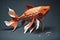 Image of paper origami art. Handmade paper goldfish. Fish. Animals. illustration, generative AI