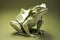 Image of paper origami art. Handmade paper green frog. Amphibian. Animals. illustration, generative AI