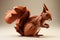 Image of paper origami art. Handmade paper red squirrel. Wildlife. Animals. illustration, generative AI