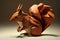 Image of paper origami art. Handmade paper red squirrel. Wildlife. Animals. illustration, generative AI