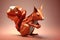 Image of paper origami art. Handmade paper red squirrel. Wildlife. Animals. illustration, generative AI