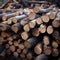 Image Pile of wood logs, trunks prepared for winter warmth