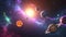 an image of planets in outer space solar system arrangement, with colorful milkyways and bright sun