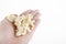 Image of pop corn hand white background