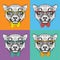 Image Portrait cheetah in the cravat and with glasses. Pop art style vector