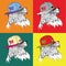 Image Portrait of eagle in a baseball cap with glasses.