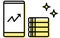 Image of profitable investment, smartphone chart and coin icon, simple line drawing illustration