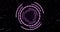 Image of purple circular interfaces pulsating and spinning over specks on black background