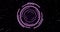 Image of purple circular interfaces pulsating and spinning over specks on black background