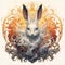 Image of rabbit with beautiful patterns and colors., Wildlife Animals., Generative AI, Illustration
