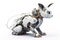 Image of a rabbit modified into a robot on a white background. Wild animal. illustration, generative AI