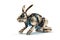 Image of a rabbit modified into a robot on a white background. Wild animal. illustration, generative AI