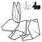 Image of rabbit origami from paper contour drawing.