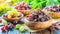 Image of raisins, red grapes, green grapes, healthy fruits,