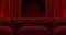 Image of red curtain opening in theater