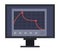 Image of red graph with two dots on monitor screen Musician vector icon flat isolated illustration.