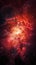 An image of a red nebula with stars in the background. AI generative image.