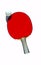 Image Of Red Racket And White Ball For Tennis Isolated Over White Background.