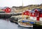 Image representative for Lofoten Archipelago. Fishermen cabins and docked fishing boats.