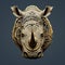 Image of a rhinoceros face made from fragments of intricate watch mechan. Wildlife Animals. Illustration, Generative AI