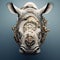 Image of a rhinoceros face made from fragments of intricate watch mechan. Wildlife Animals. Illustration, Generative AI