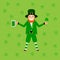 Image of the Saint Patrick character in a flat style, comic, cartoon