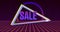 Image of sale text over multiple neon shapes moving and changing