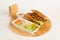 Image sandwich, sauce and salad