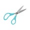 An image of scissors for cutting paper, cardboard, and other stationery items. Blue scissors. School scissors. Office