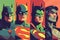 Image, Set of Superheroes. Cute League, Superhero Team. Conceptual Image Depicting a Team of Superheroes Gathered Against a Common