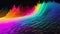 An image showing a vibrant and dynamic waveform of sound against a sleek black background, Polychromatic waves riding on binary