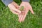This image shows two hands holding a small radish. It symbolizes growth, ecology and care for nature.