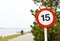 Image sign speed limit 15 Km/ HR, sign to control or indicating maximum speed permissible in driveways and car parks.  with