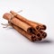 Image of a single dried cinnamon stick on white background generative AI