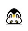 image of sitting pixel penguin. vector illustration