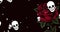 Image of skull icons falling and rose on black background