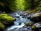 image of the slow exposure photography of water streaming down from the mountainous river.