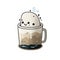 Image of a small, adorable ghost perched inside a steaming cup of coffee