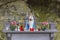 Image of a small chapel in a natural grotto with the statuette of the Virgin of Lourdes