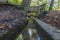 Image of a small stream in the middle of the in Kelmonderbos with a stone bridge