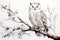 Image of snowy owl perched on a tree branch. Birds. Wildlife Animals