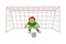 Image of a soccer goalkeeper standing in a soccer goal .Vector, flat, cartoon