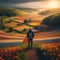 image of someone standing at the edge of a picturesque field adorned the vibrant tapestry of flowers.