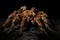 Image of spider tarantula on black background. Insect, Animals. Illustration, Generative AI