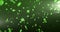 Image of St Patricks Day multiple shimmering floating green shamrocks with spots of light on glowing