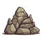 Image of stones or rubble pile. Isolated gray rough granite.