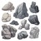 Image of stones or rubble pile. Isolated gray rough granite.