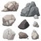 Image of stones or rubble pile. Isolated gray rough granite