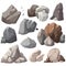 Image of stones or rubble pile. Isolated gray rough granite