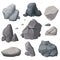 Image of stones or rubble pile. Isolated gray rough granite